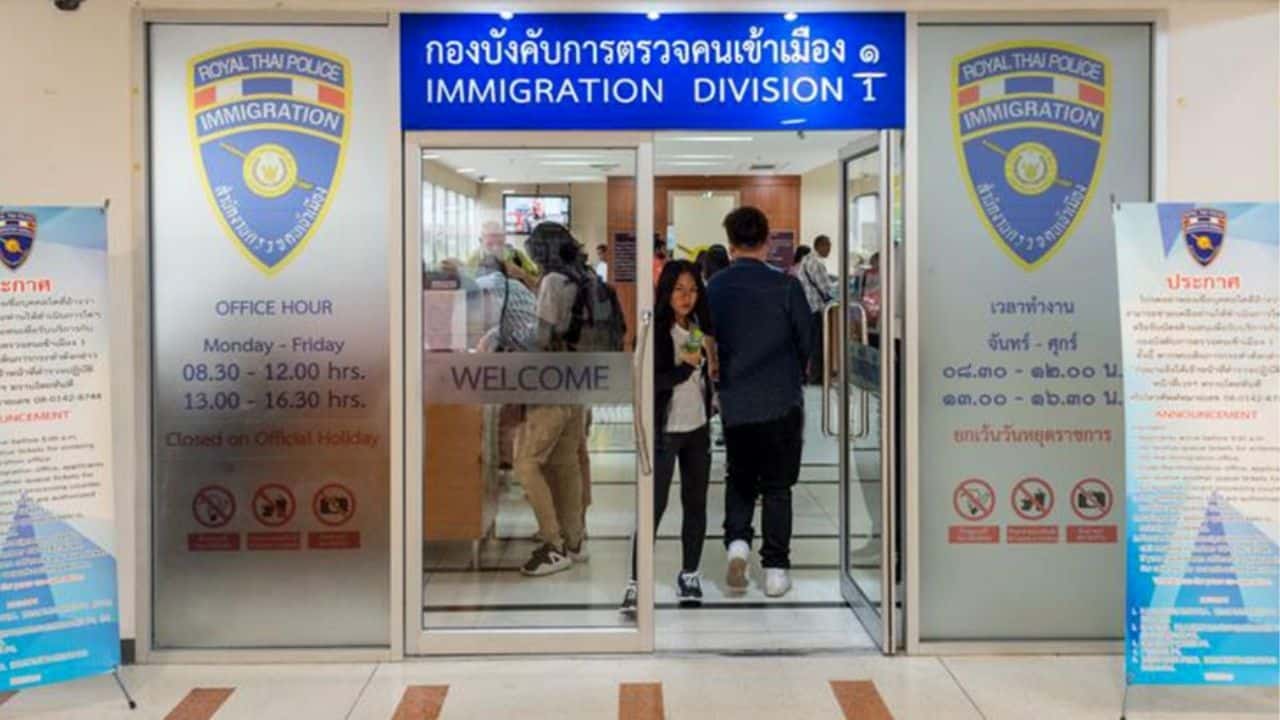 Thai immigration office during Christmas season with limited hours for visa processing.