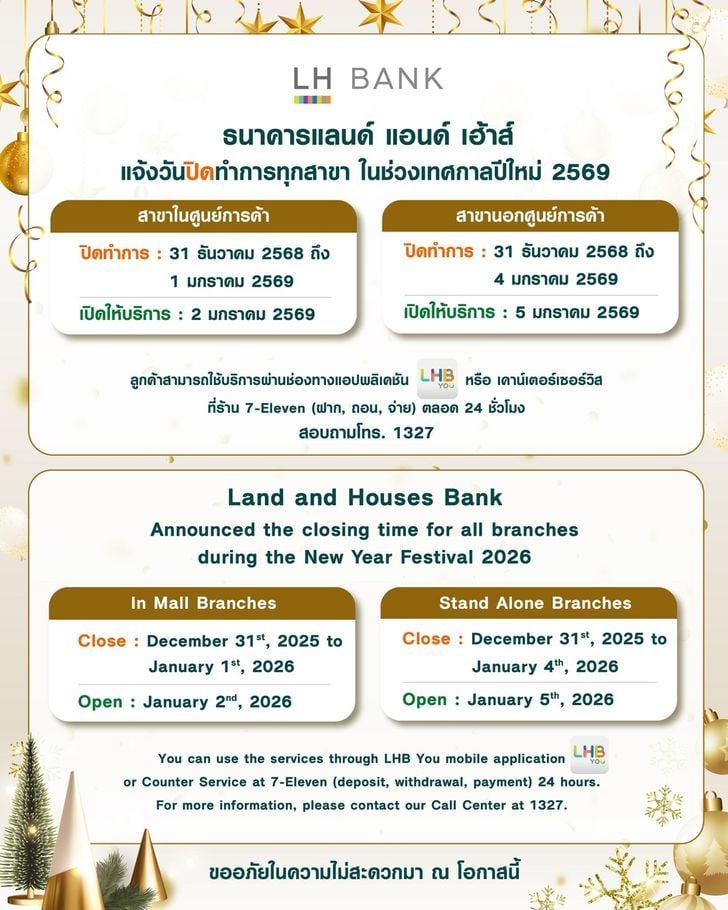 2026 New Year Bank Holiday: Which Branches are Open or Closed? | Thaiger