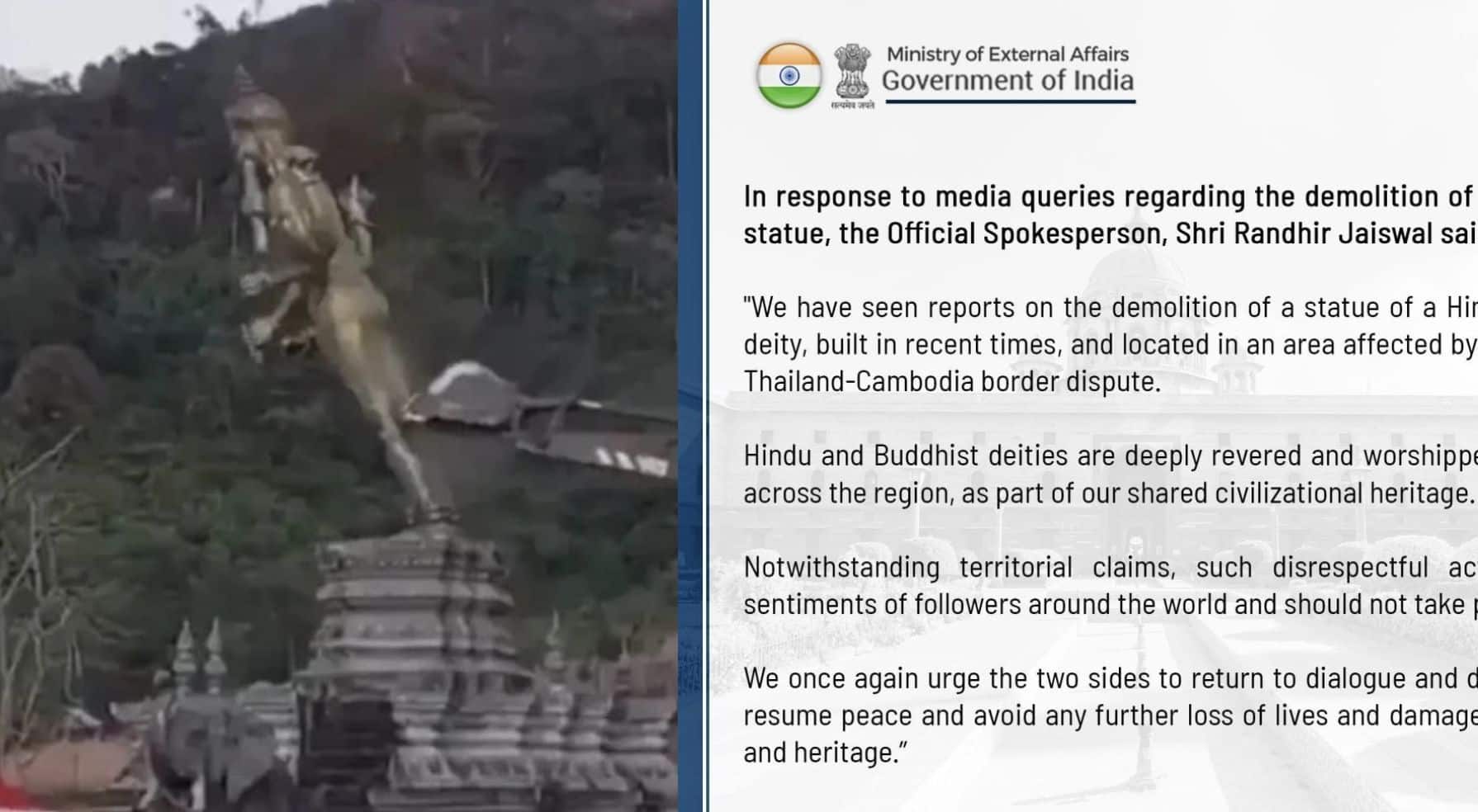 India condemns Thailand for demolishing Hindu statue at Cambodia border | Thaiger