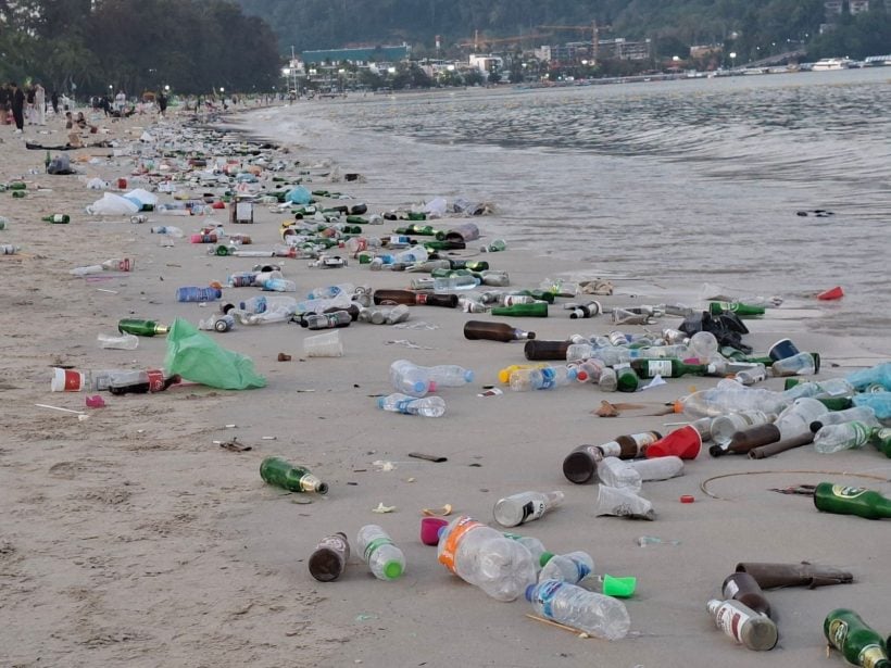 Sea of Trash: Garbage covers Patong beach after New Year countdown | News by Thaiger