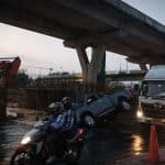Rama 2 Road collapse overturns pickup truck in Bangkok | Thaiger