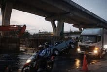 Rama 2 Road collapse overturns pickup truck in Bangkok | Thaiger