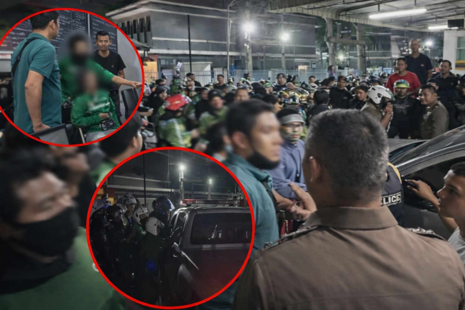 Delivery riders gather outside in mob police station after assault case | Thaiger