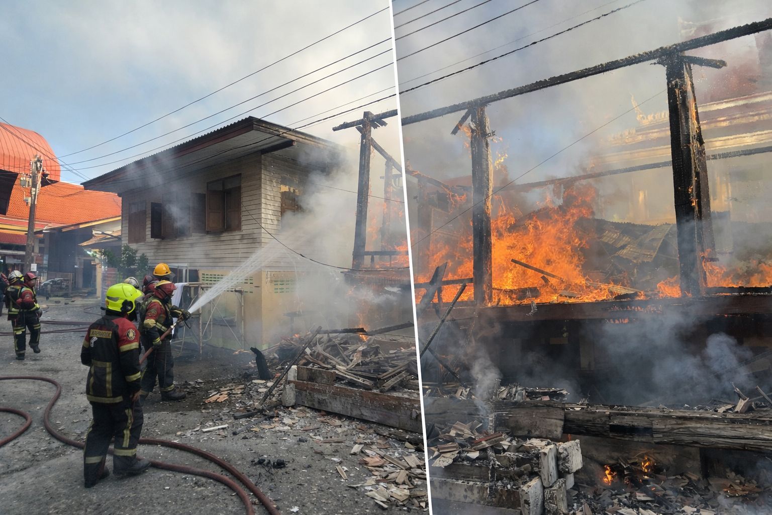 Fire destroys monk’s living quarters at Nimit Mai temple, investigation underway | Thaiger