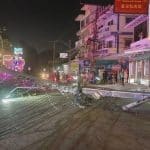 Three power poles down after pickup veers off road in Pattaya | Thaiger