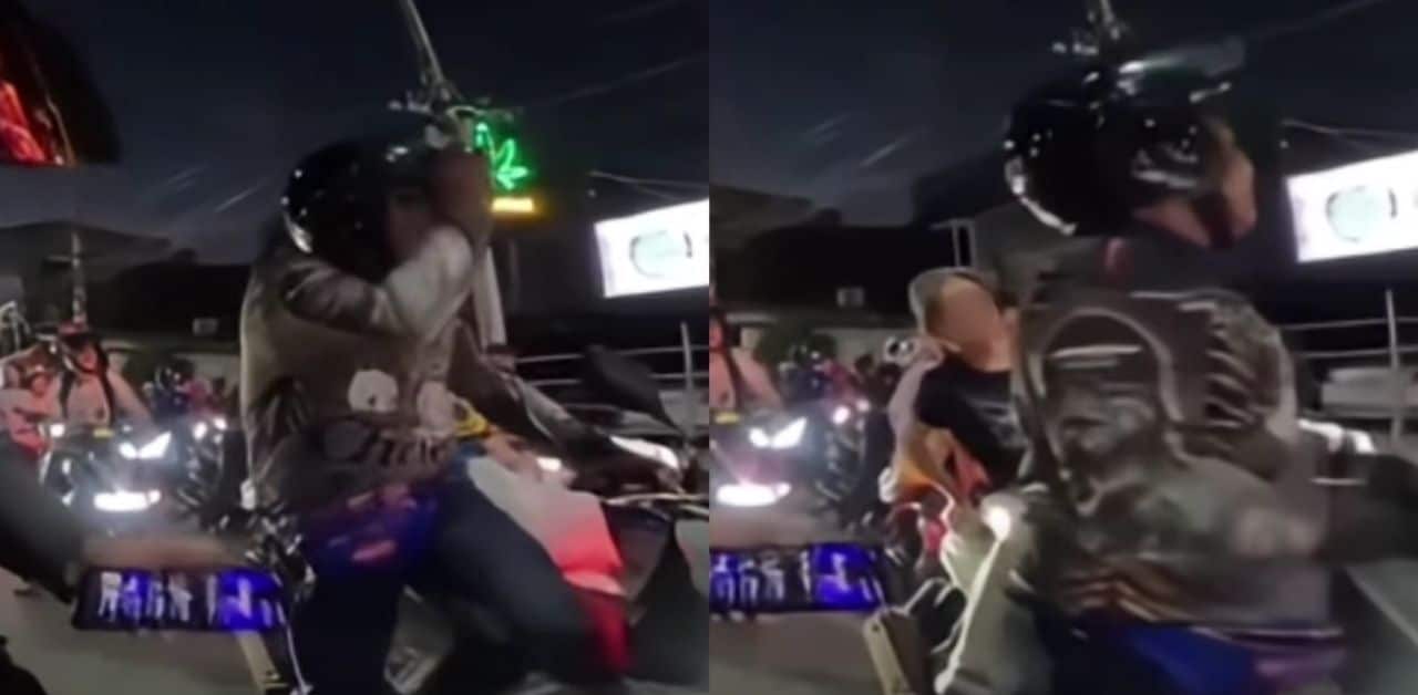 Thai and foreign man confront on road