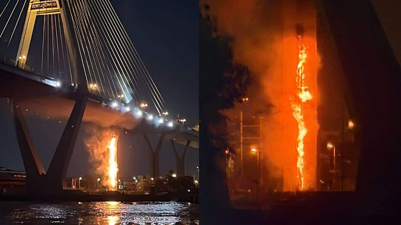 Fire under Bhumibol Bridge