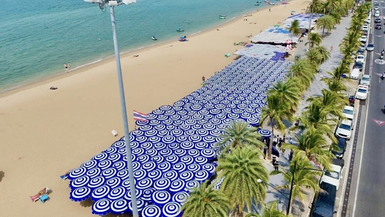 Pattaya uniform beach umbrellas