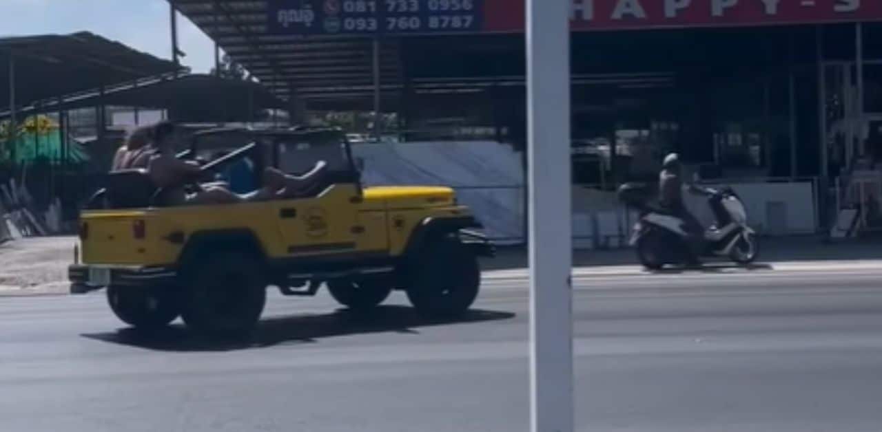 British national drives on traffic island, uses drugs, and urinates on road