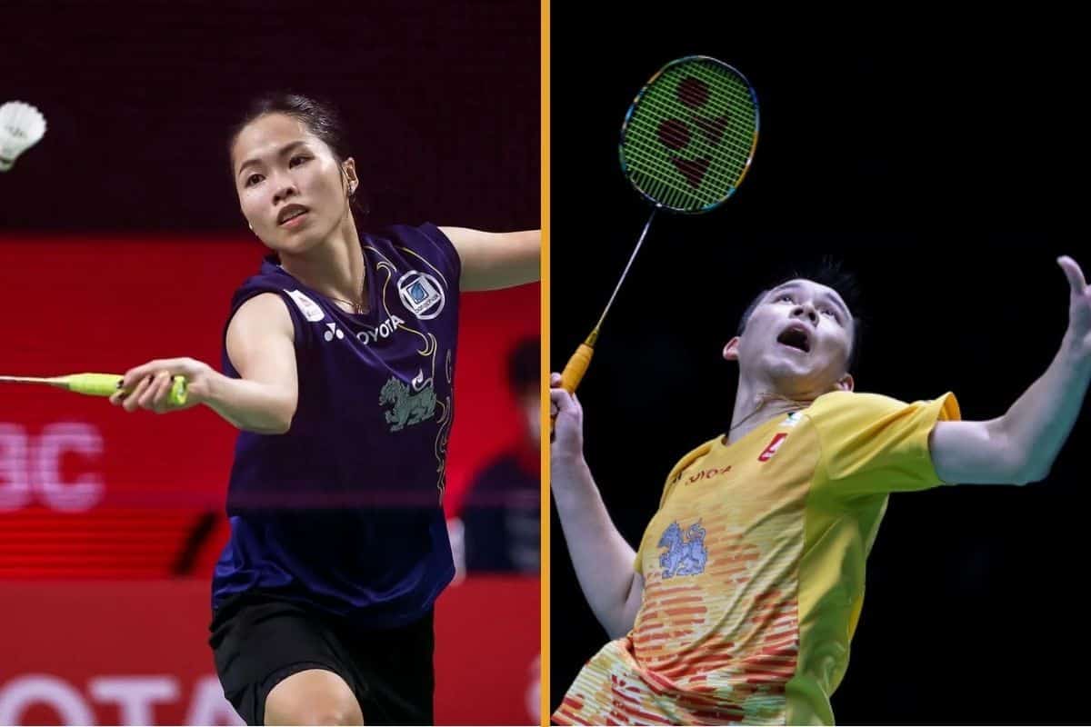 Ratchanok Intanon and Kunlavut "View" Vitidsarn in action during their badminton matches
