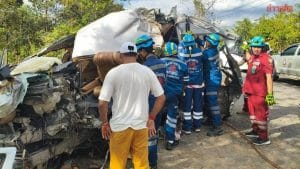 Van carrying passenger crashes after tire blowout, one killed and eight injured | Thaiger