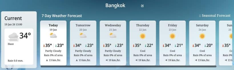 7 Day Weather Forecast Bangkok