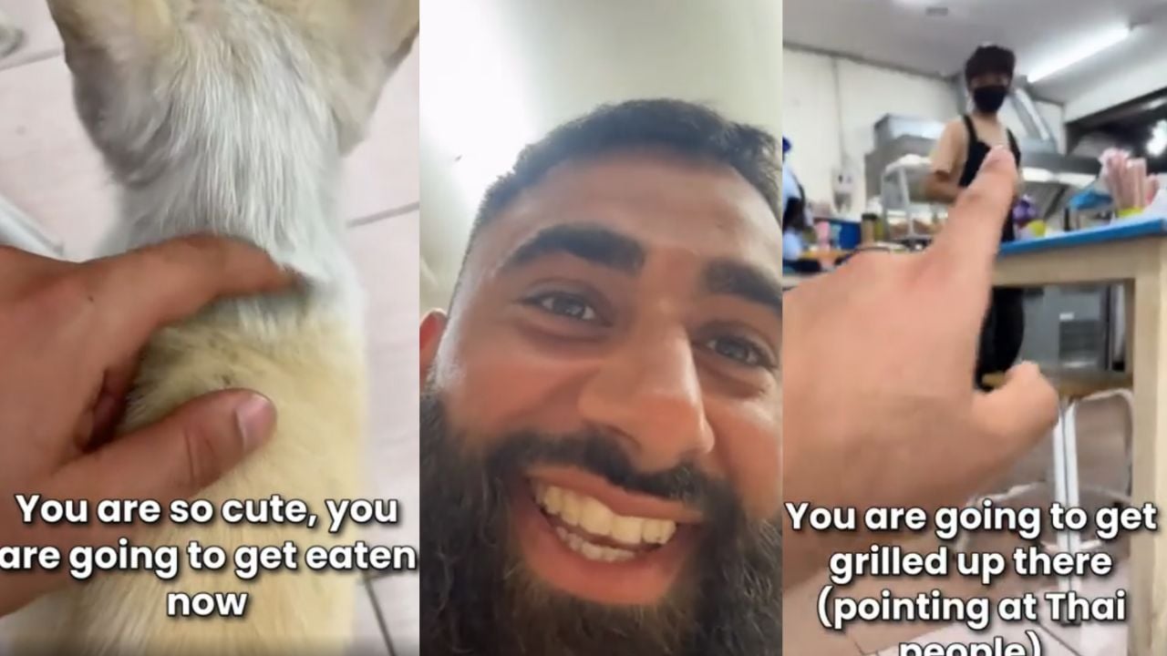 Screenshot of influencer making offensive remarks inside a Pattaya restaurant