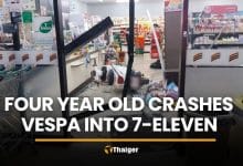 Four year old girl crashes Vespa into 7-Eleven in Pathum Thani | Thaiger