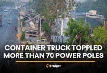 Truck triggers blackout after toppling 70 poles in Samut Prakan | Thaiger