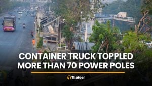 Truck triggers blackout after toppling 70 poles in Samut Prakan | Thaiger