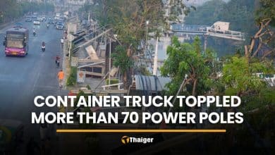 Truck triggers blackout after toppling 70 poles in Samut Prakan | Thaiger