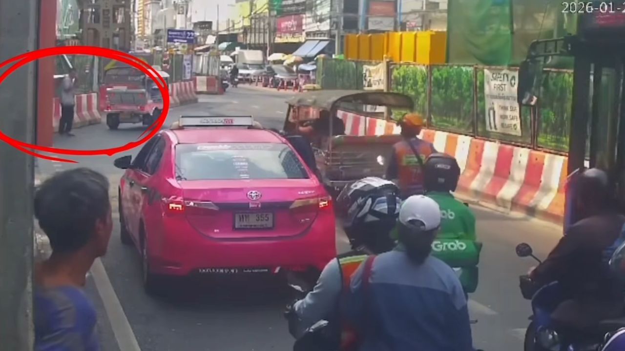 CCTV screenshot of woman being attacked near Grand Diamond Suites Hotel in Bangkok