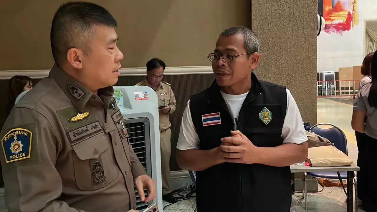 Students and residents protest vote count at university in Pathum Thani