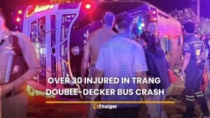 Over 30 injured in Trang double-decker bus crash