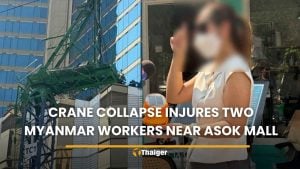 Crane collapse in Bangkok injures two Myanmar workers near Asok mall | Thaiger