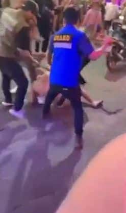 Screenshot of Pattaya bar guards allegedly assaulting a tourist