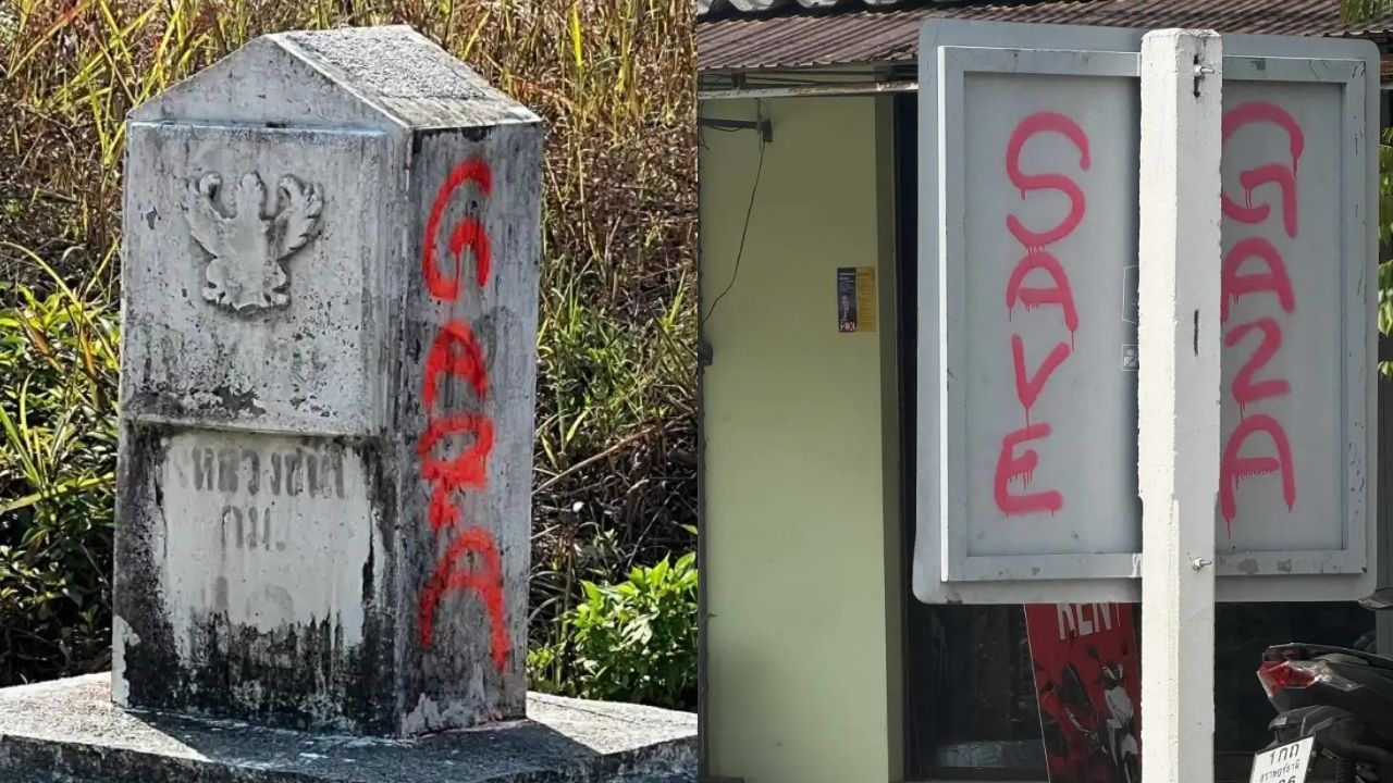 Foreigner's political graffiti on Koh Pha Ngan