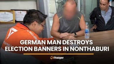 German man rips down 8 election campaign banners in Nonthaburi | Thaiger