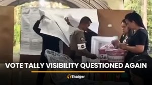 Overlapping score sheets seen again in Trang vote count footage | Thaiger