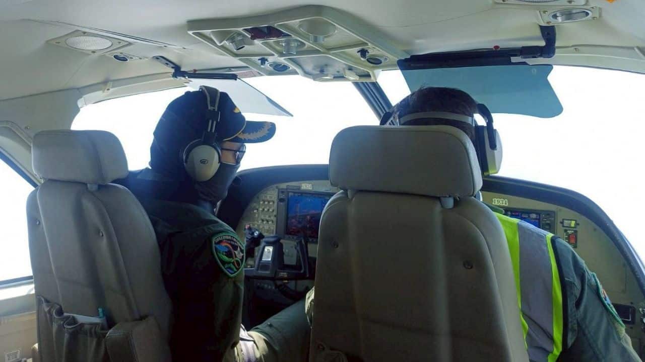 Royal Rainmaking aircraft conducting weather modification operation to reduce PM2.5 in Thailand