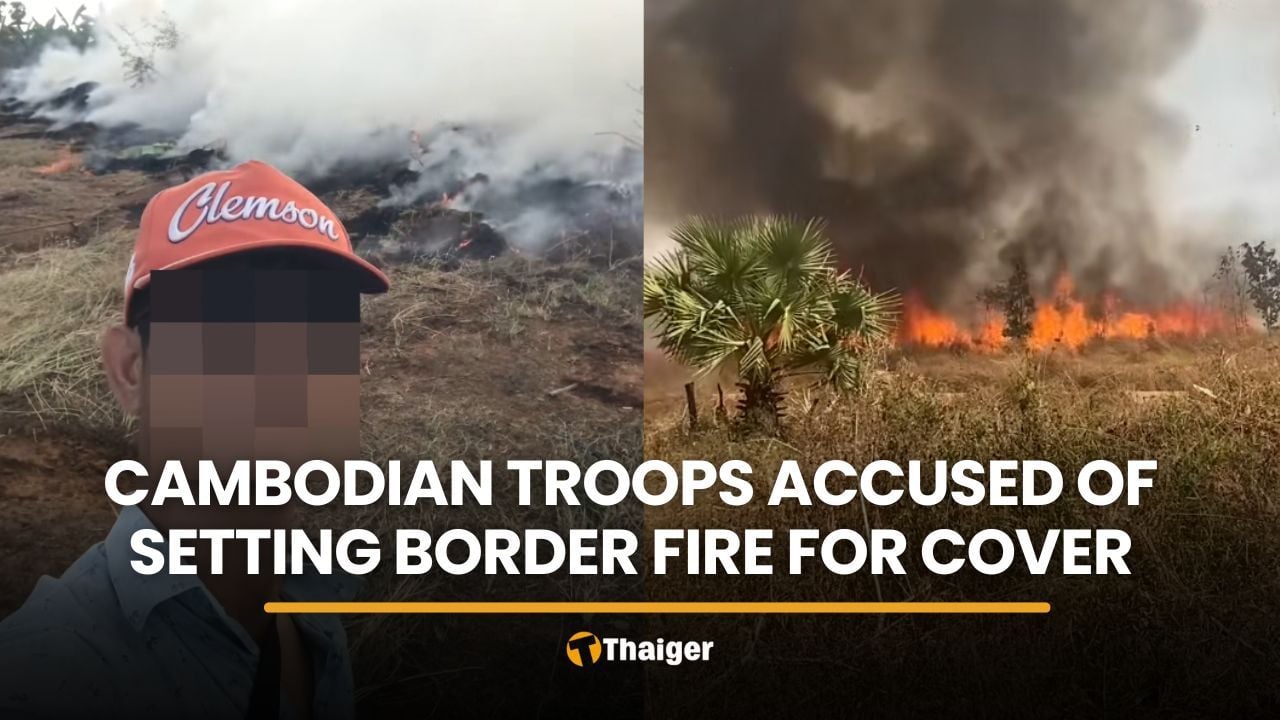 Cambodian soldiers accused of setting border forest fires for cover