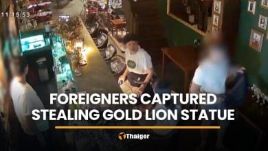 Foreigners caught on CCTV stealing statue from Chiang Mai pub | Thaiger
