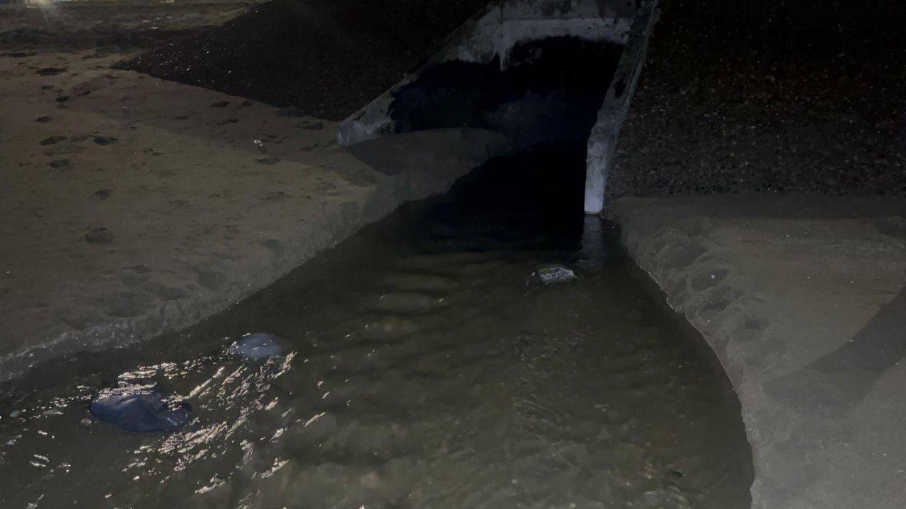 Jomtien Beach drainage pipe seen releasing wastewater into sea