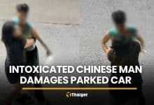 Chinese man seen on CCTV damaging parked car in Chon Buri | Thaiger