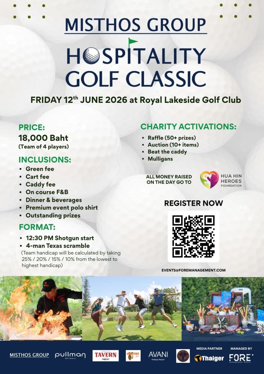 Misthos Group Hospitality Classic tees off at Royal Lakeside on June 12 to support Hua Hin Heroes | News by Thaiger
