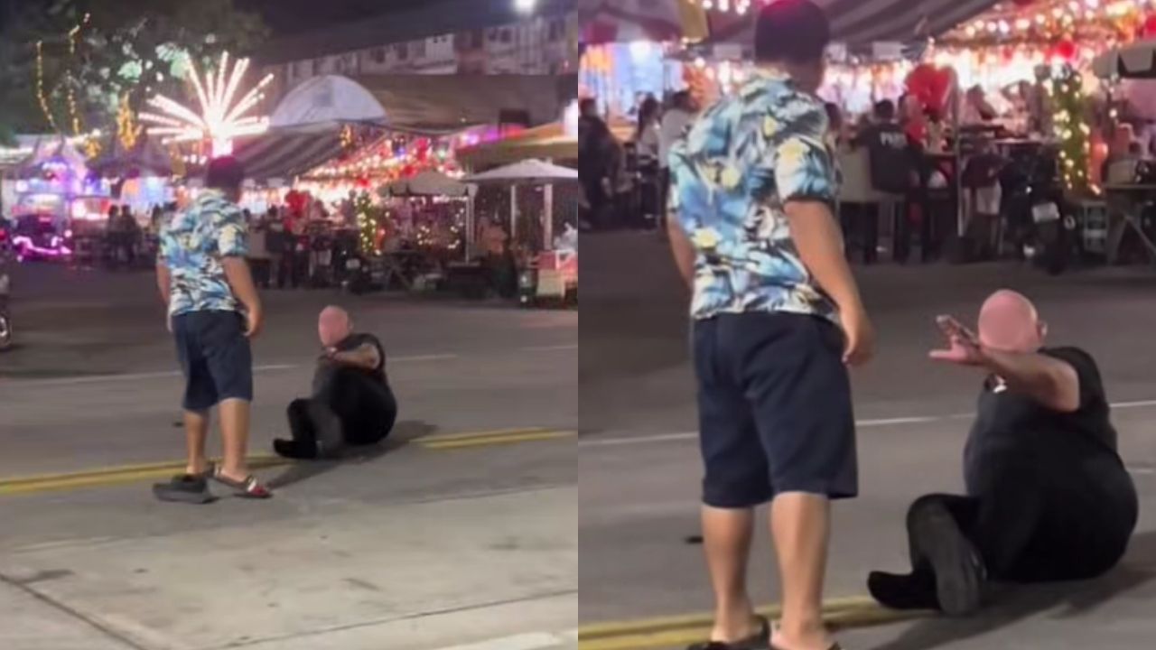 Thai man kicks foreigner on Pattaya road