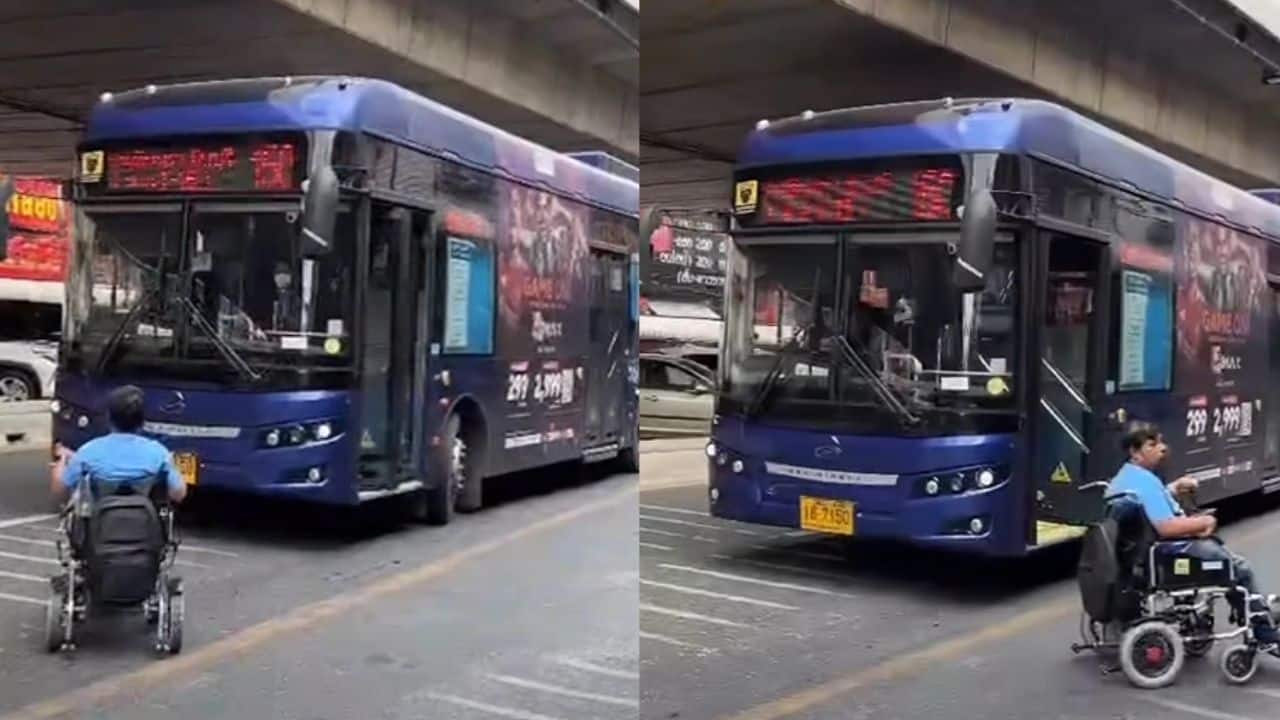 Bangkok buses ignore passenger on wheelchair