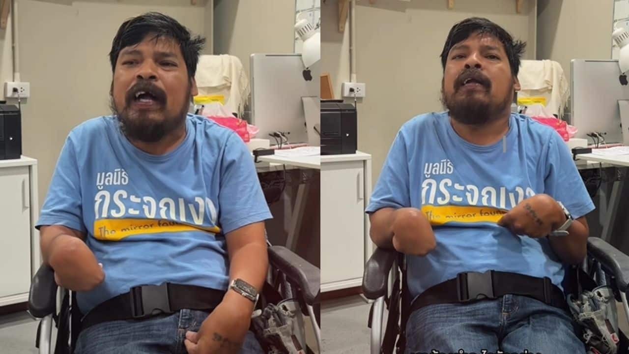 Man on wheelchair rejected by Bangkok public bus