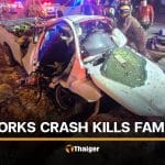 Family of 3 killed in crash on roadworks in Nakhon Pathom | Thaiger
