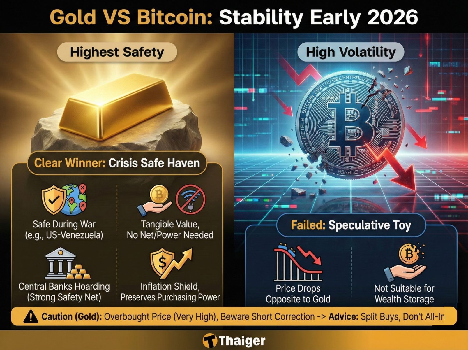 Bitcoin vs gold: Which asset offers stability in a changing global market? | News by Thaiger