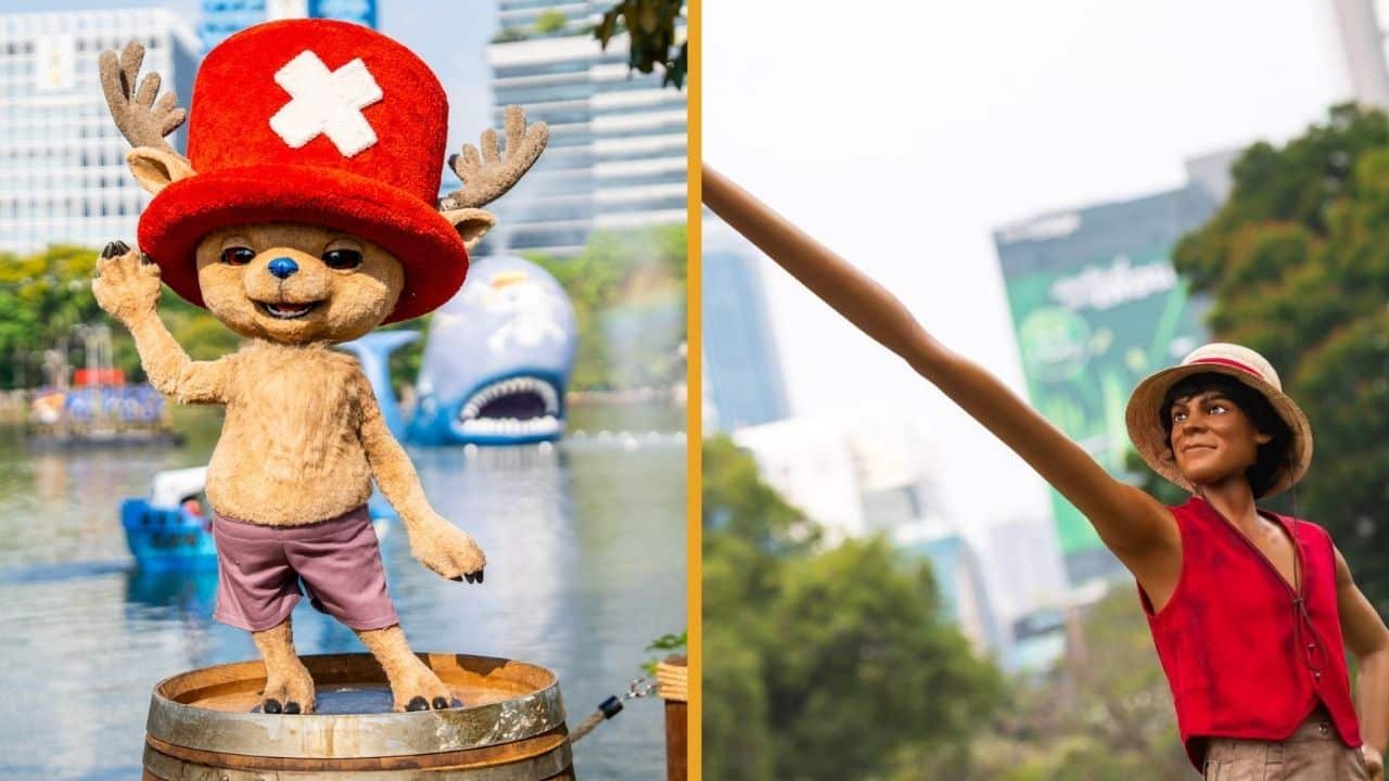 Visitors can take selfies with Captain Luffy at the Luffy Wefie spot in Lumpini Park.