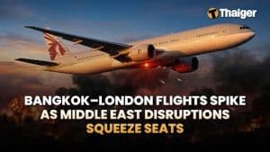 Thailand News | Bangkok–London flights spike as Middle East disruptions squeeze seats, Chickenpox cluster triggers online classes at Thammasat Rangsit and a public-health probe | Thaiger