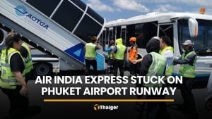 Air India Express plane stuck on runway after hard landing in Phuket | Thaiger