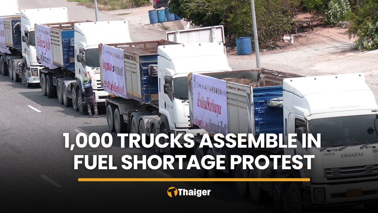 1,000 trucks assemble in Chon Buri in fuel shortage protest | Thaiger