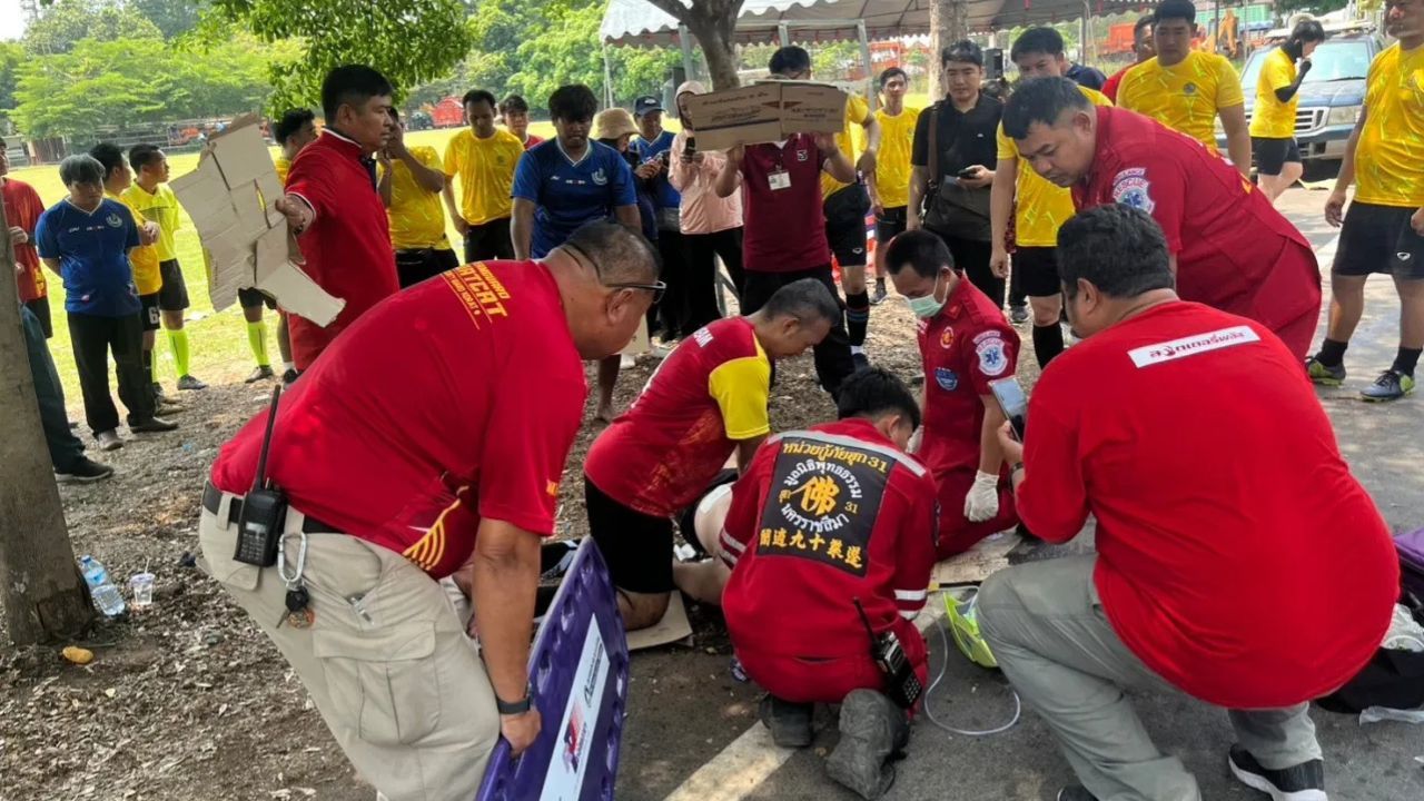 Heatstroke leaves footballer in coma during Korat sports event