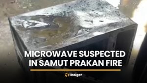 Unattended microwave suspected in Samut Prakan apartment fire | Thaiger