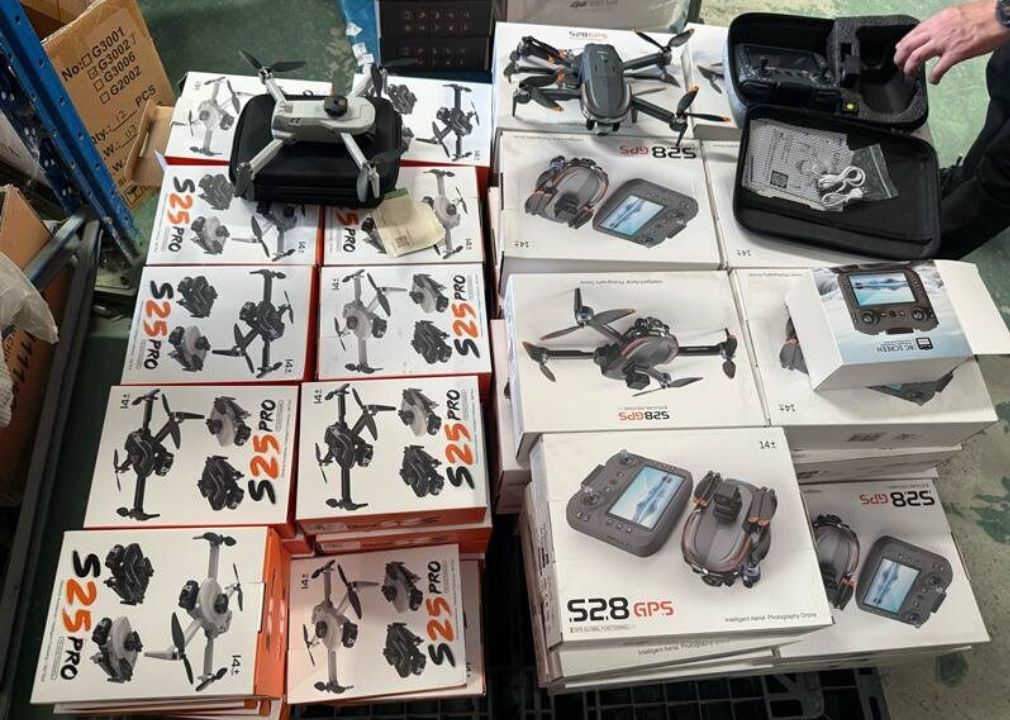 Two Bangkok locations were searched as police raided a warehouse and seized over 2,500 smuggled drones linked to online sales.