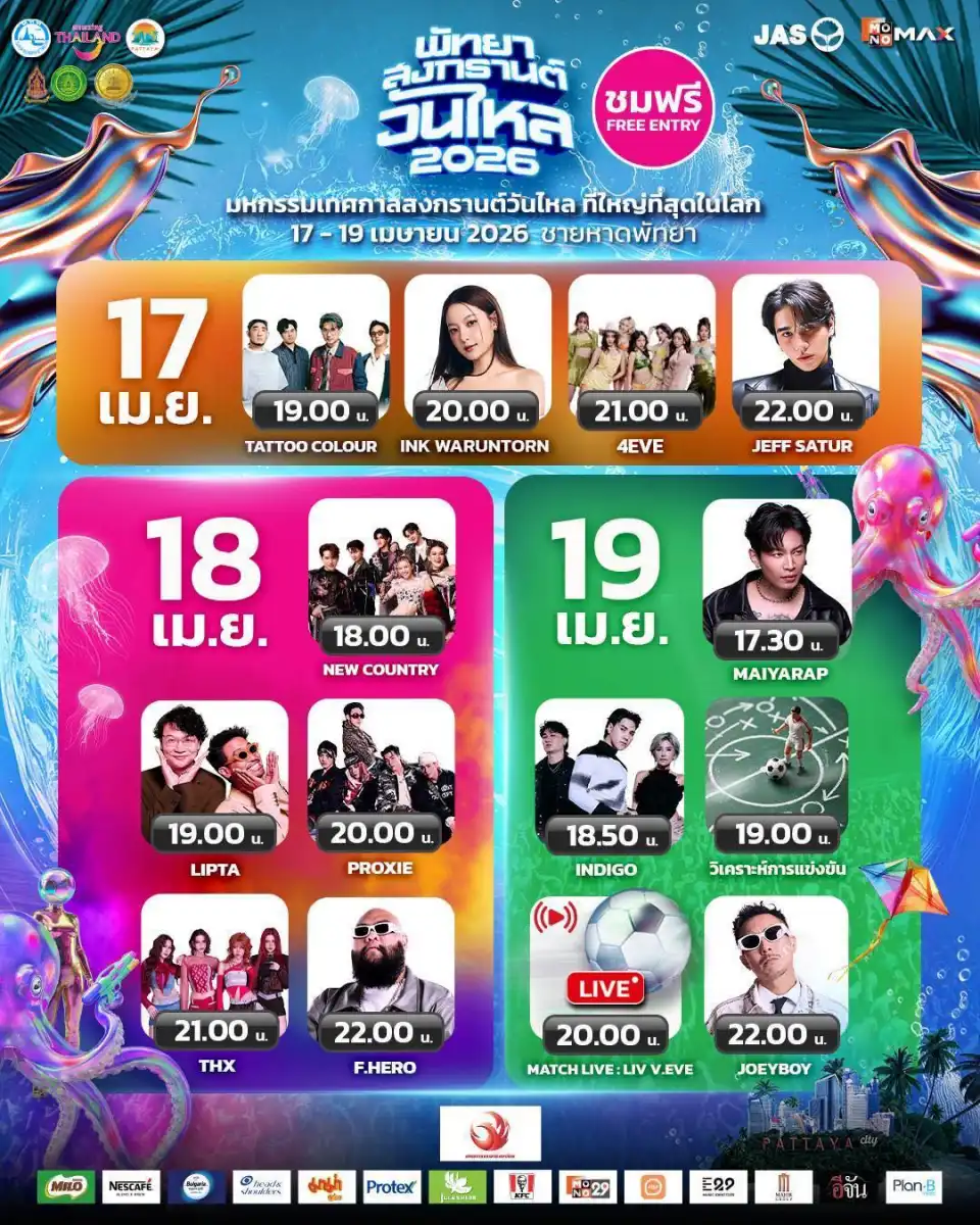 Songkran finished but Pattaya is still going — Here is the full Wan Lai 2026 schedule | News by Thaiger