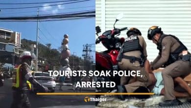 Phuket tourists arrested after soaking police at Songkran command post | Thaiger