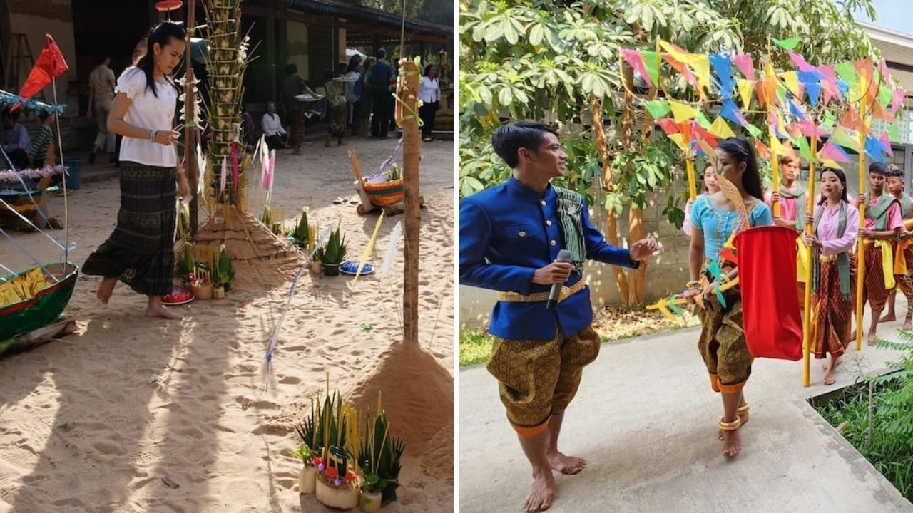 Traditional Khmer activities showcased during Chaul Chnam Thmey in Cambodia, highlighting cultural heritage.